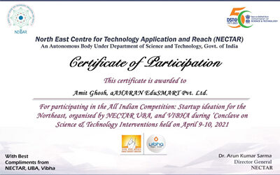 aAHARAN participated in All India Competition: Start-up ideation for the North East, organized by NECTAR